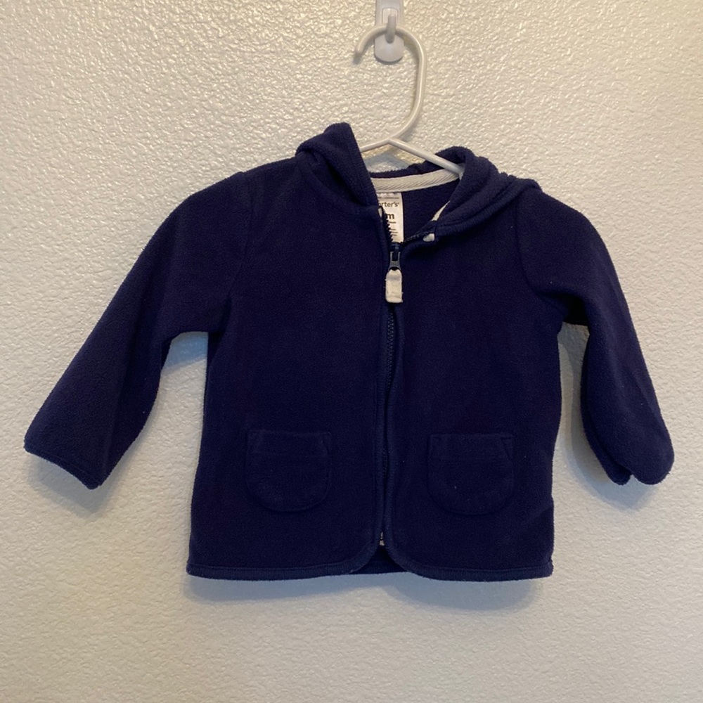 Blue fleece jacket with hood